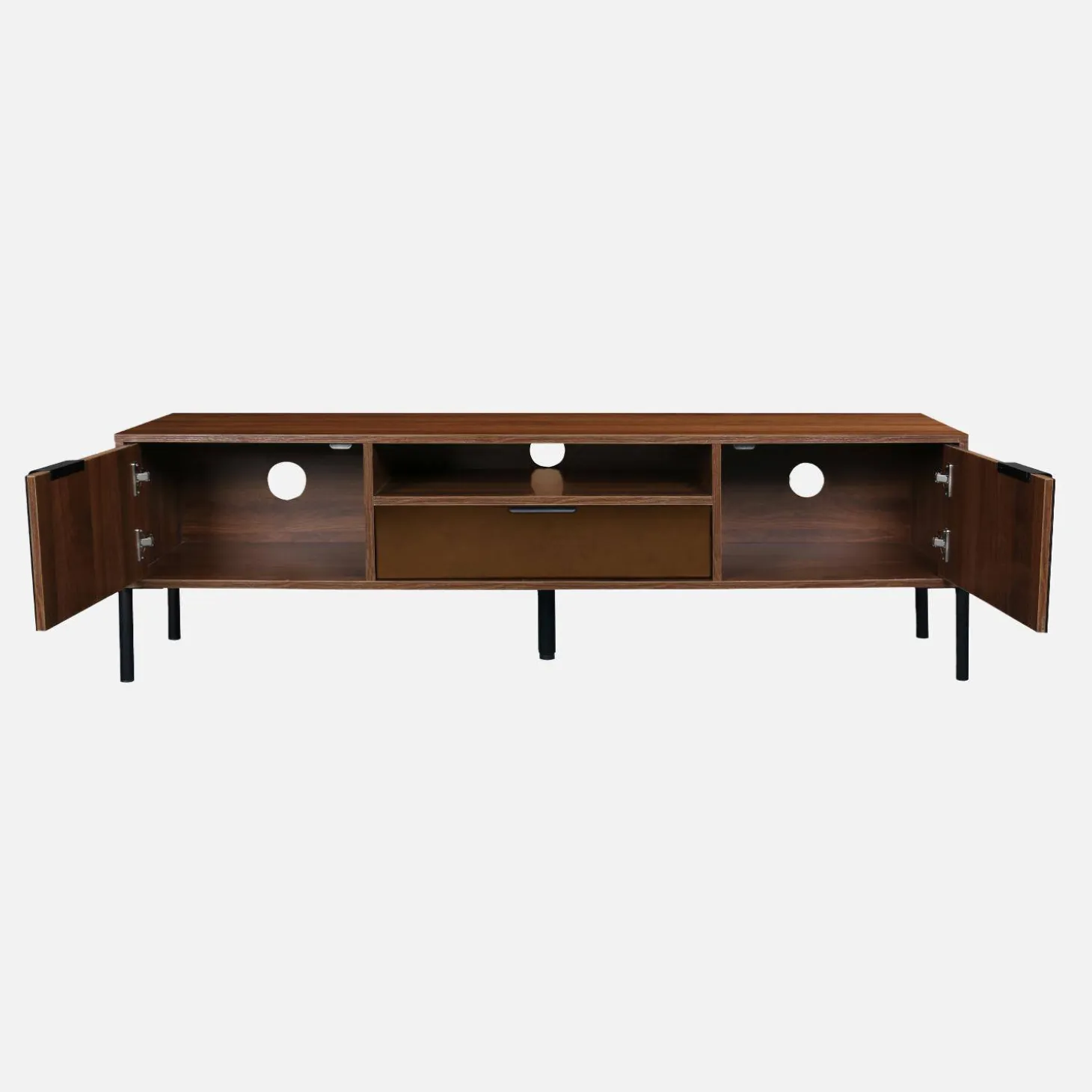 151.5cm vintage TV unit walnut wooden effect 2 doors 1 drawer