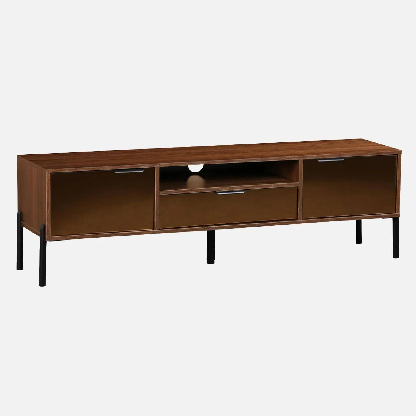 151.5cm vintage TV unit walnut wooden effect 2 doors 1 drawer