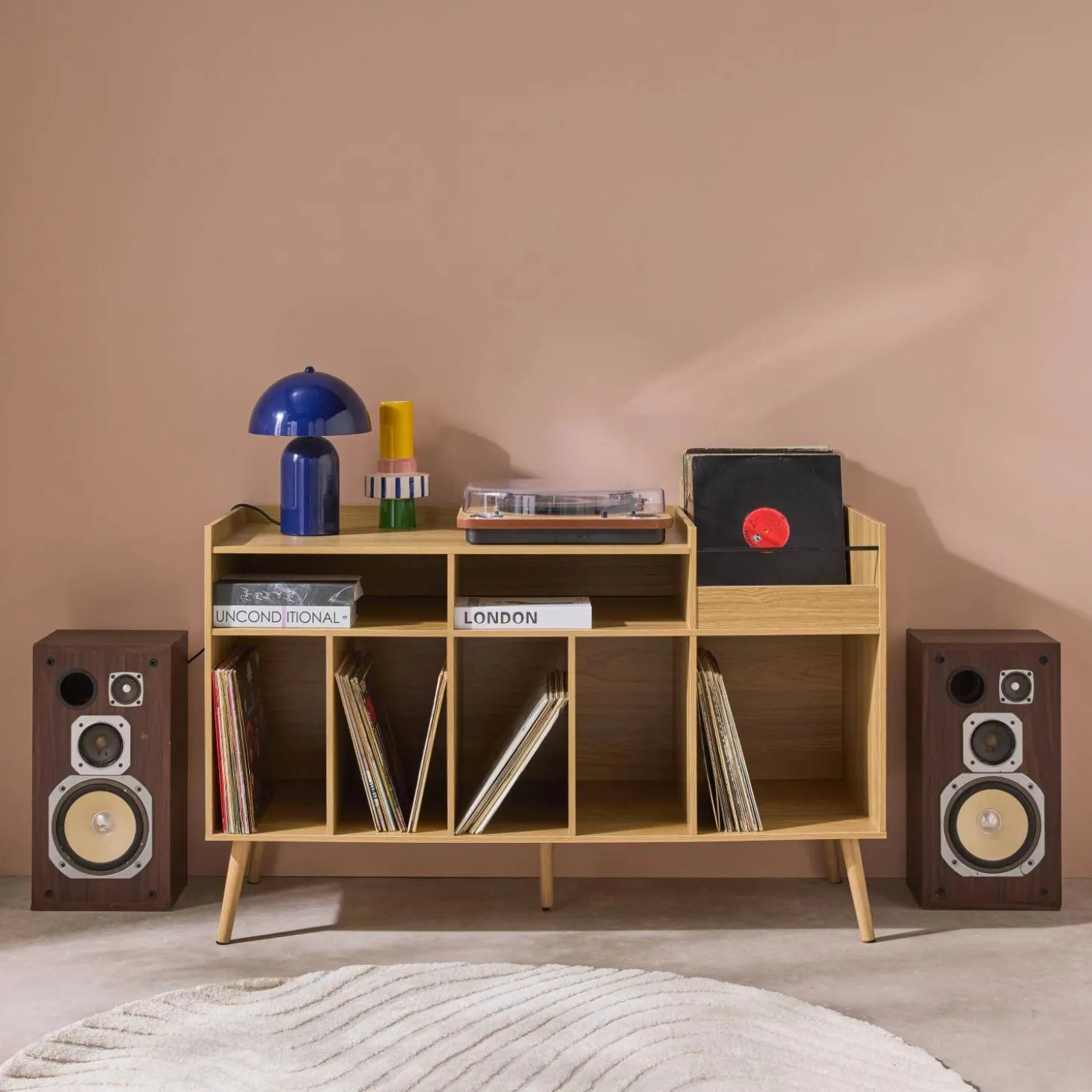 130cm vintage vinyl furniture XL with wood effect