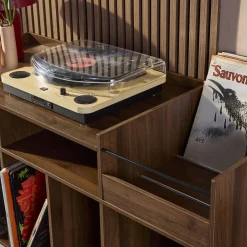 130cm vintage vinyl furniture XL with dark wood effect