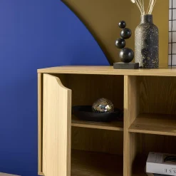 80cm walnut-effect sideboard with 2 shelves