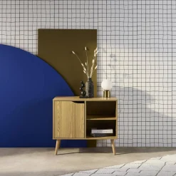 80cm walnut-effect sideboard with 2 shelves