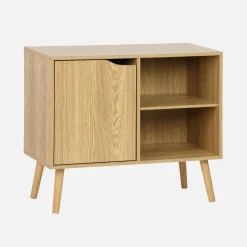80cm walnut-effect sideboard with 2 shelves