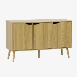 120cm walnut-effect sideboard with 3 doors and 3 shelves