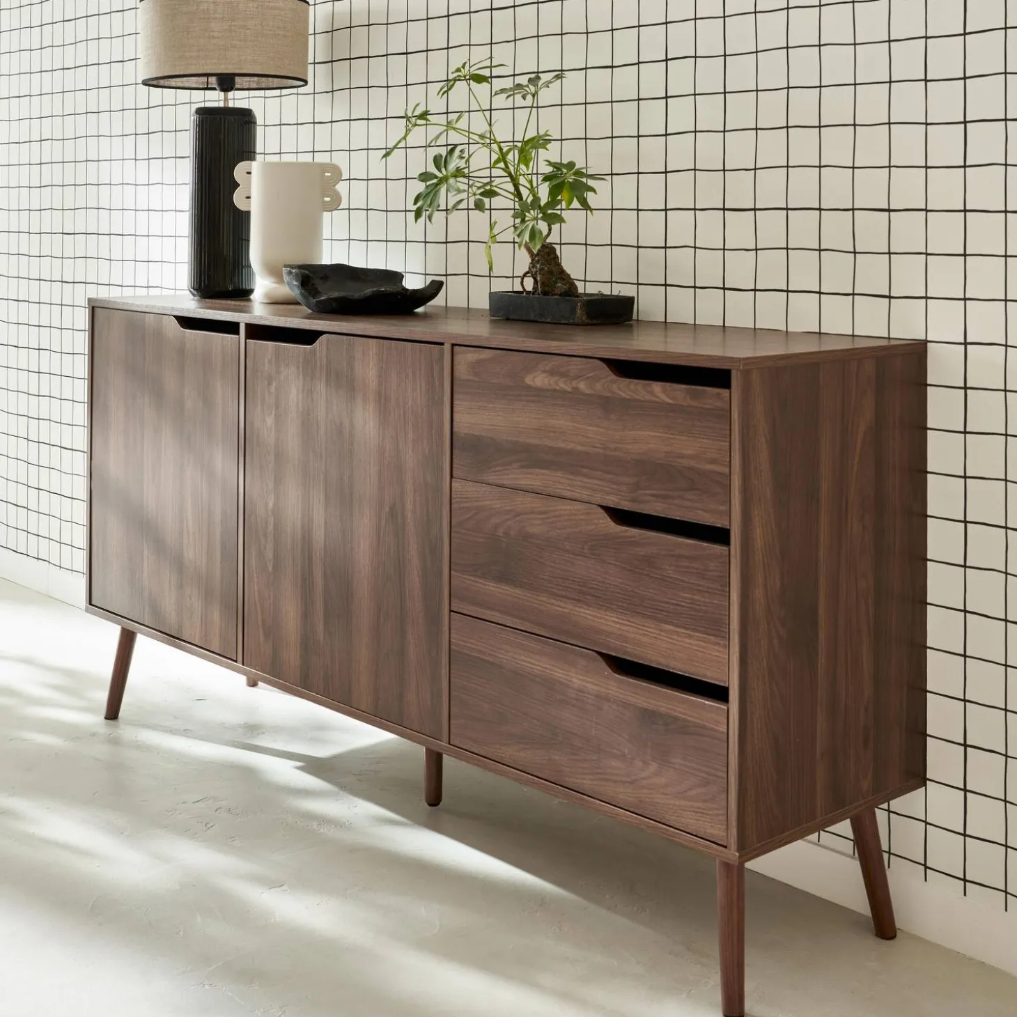 160cm walnut wood-effect sideboard