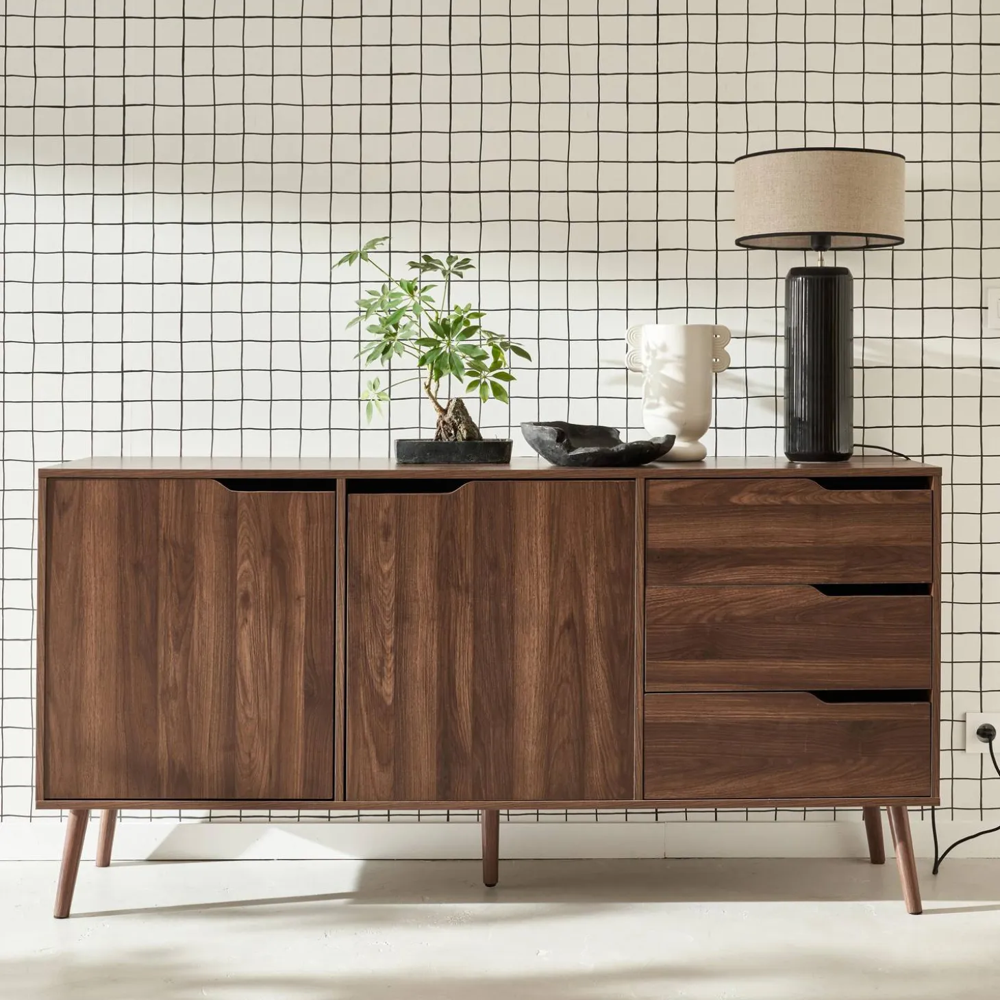 160cm walnut wood-effect sideboard