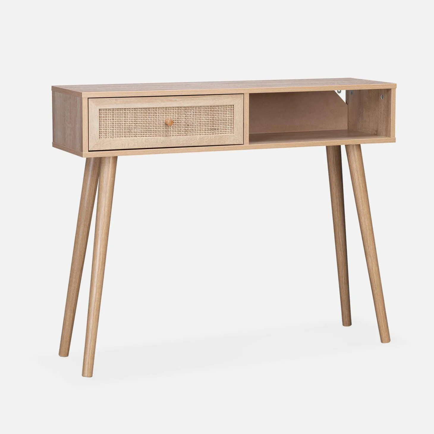100cm wood and cane decor console table