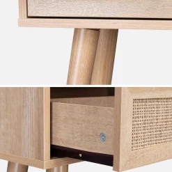 100cm wood and cane decor console table