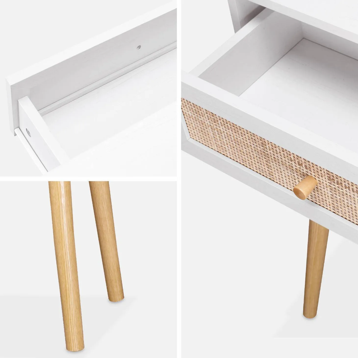 100cm wood and cane decor console table