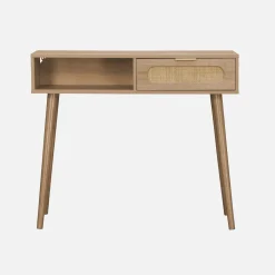 100cm wood and cane rattan console table