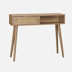 100cm wood and cane rattan console table