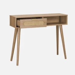 100cm wood and cane rattan console table