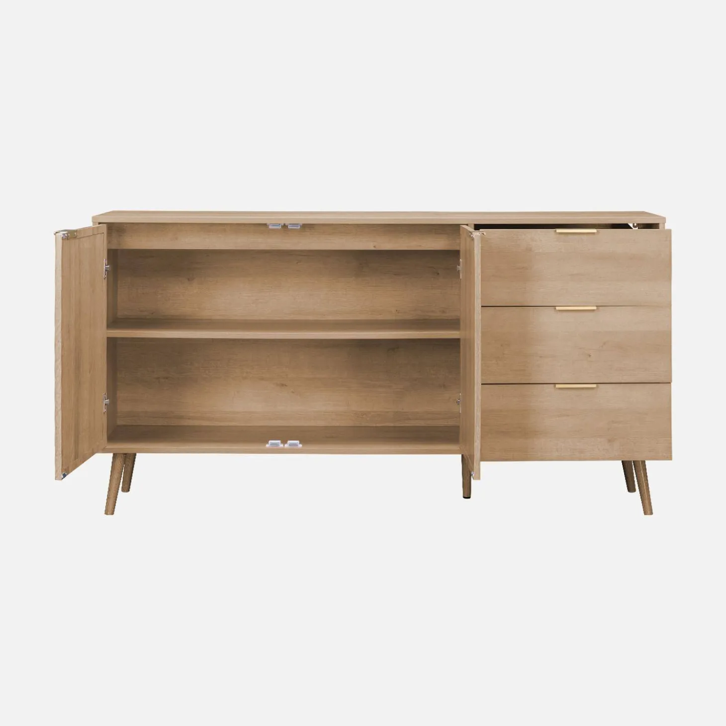 150cm wood and rounded cane rattan sideboard