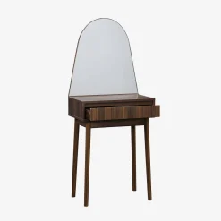 60cm wooden effect dresser with a rounded mirror and 1 drawer
