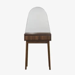 60cm wooden effect dresser with a rounded mirror and 1 drawer