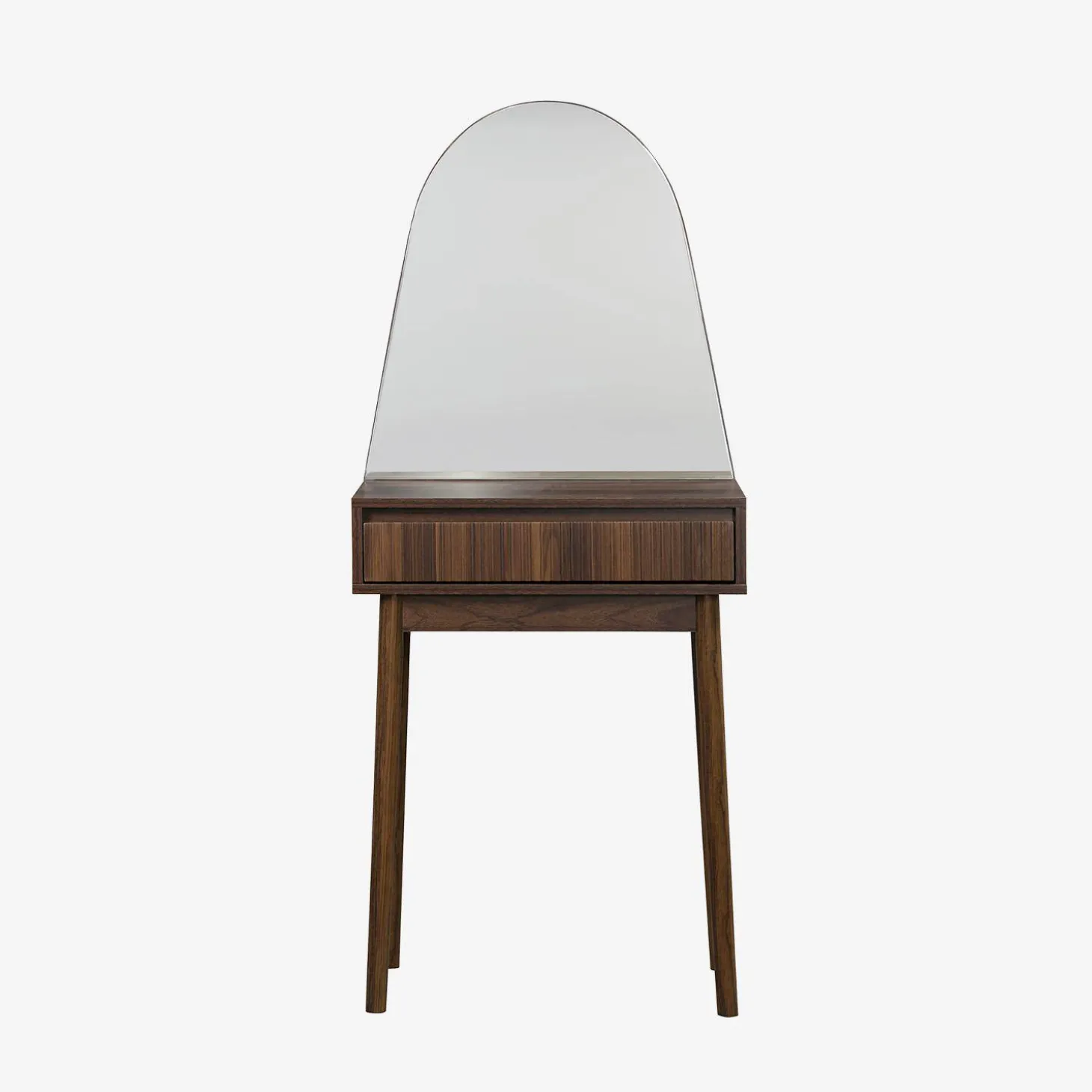 60cm wooden effect dresser with a rounded mirror and 1 drawer