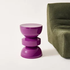Coffee table, side table, bedside table, metal with glossy finish