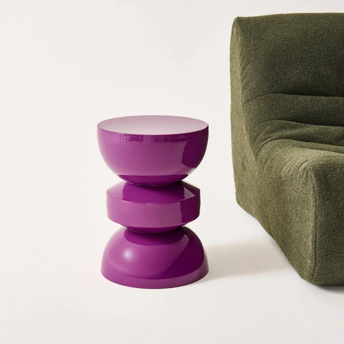 Coffee table, side table, bedside table, metal with glossy finish