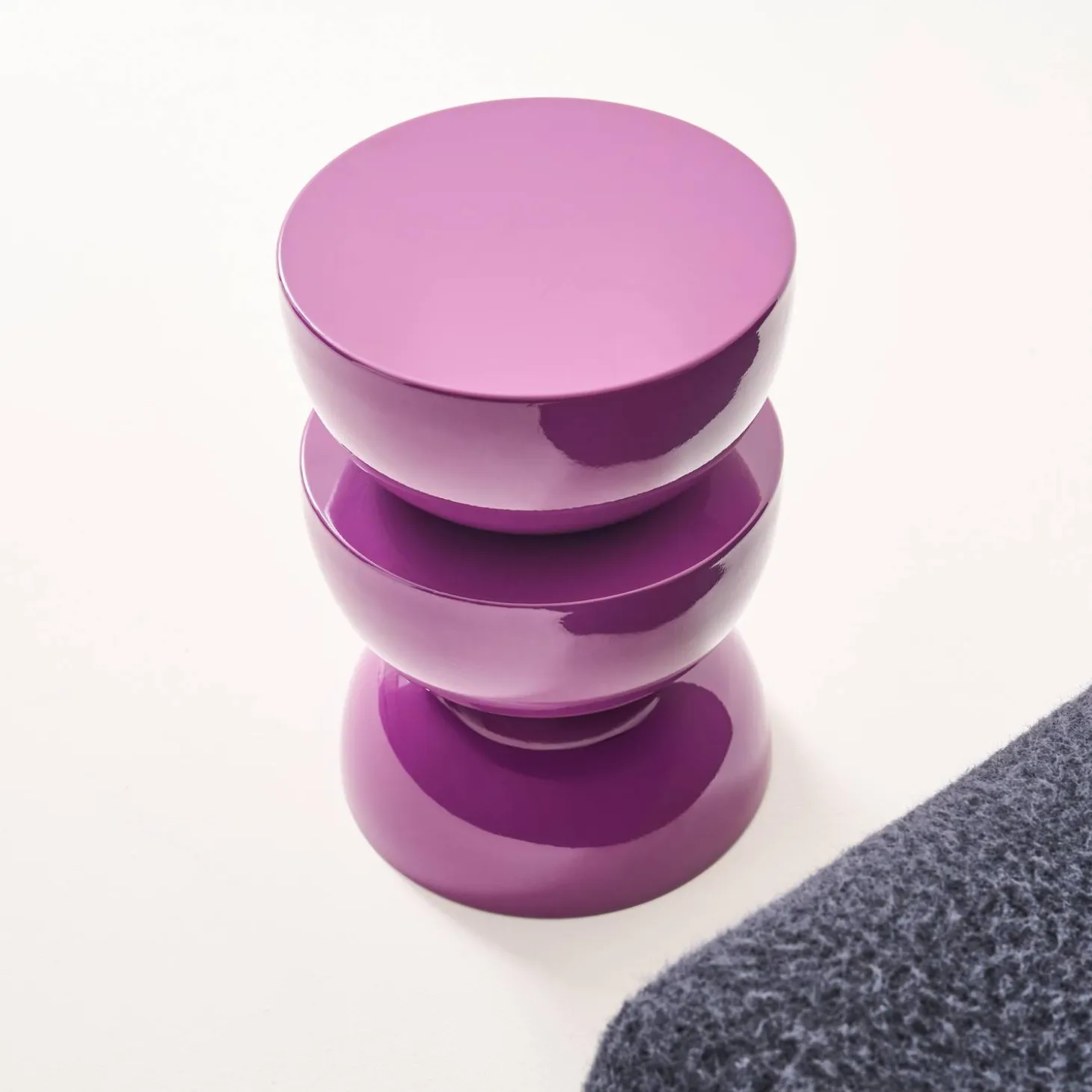 Coffee table, side table, bedside table, metal with glossy finish
