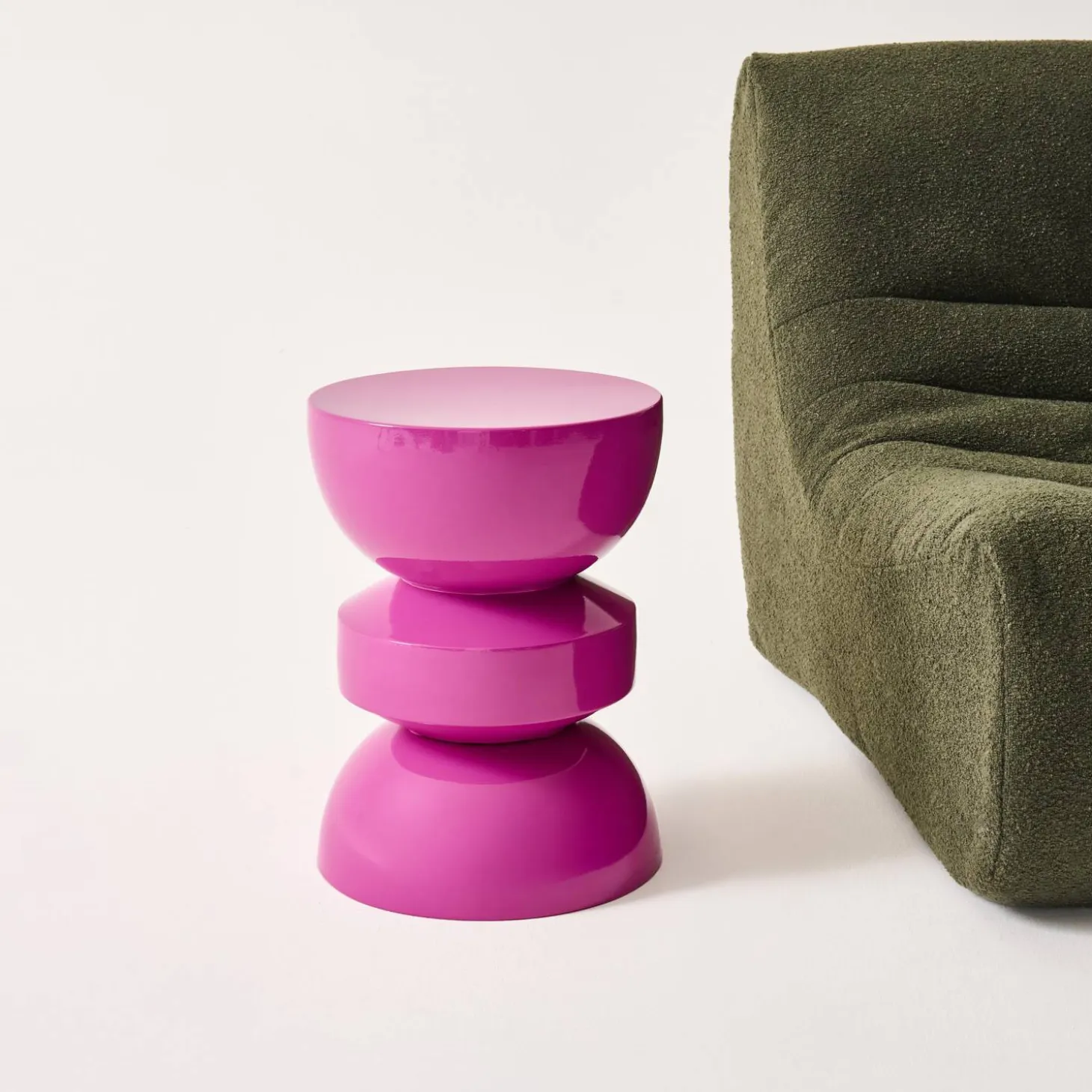 Coffee table, side table, bedside table, metal with glossy finish