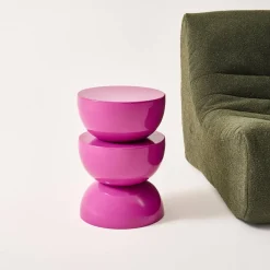 Coffee table, side table, bedside table, metal with glossy finish