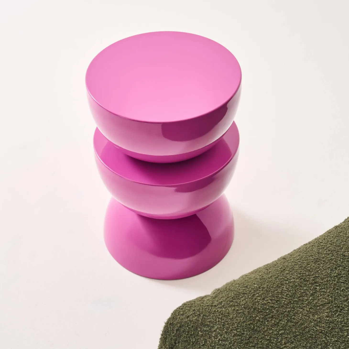 Coffee table, side table, bedside table, metal with glossy finish