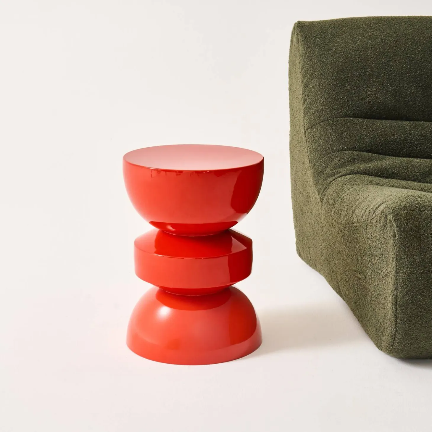 Coffee table, side table, bedside table, metal with glossy finish