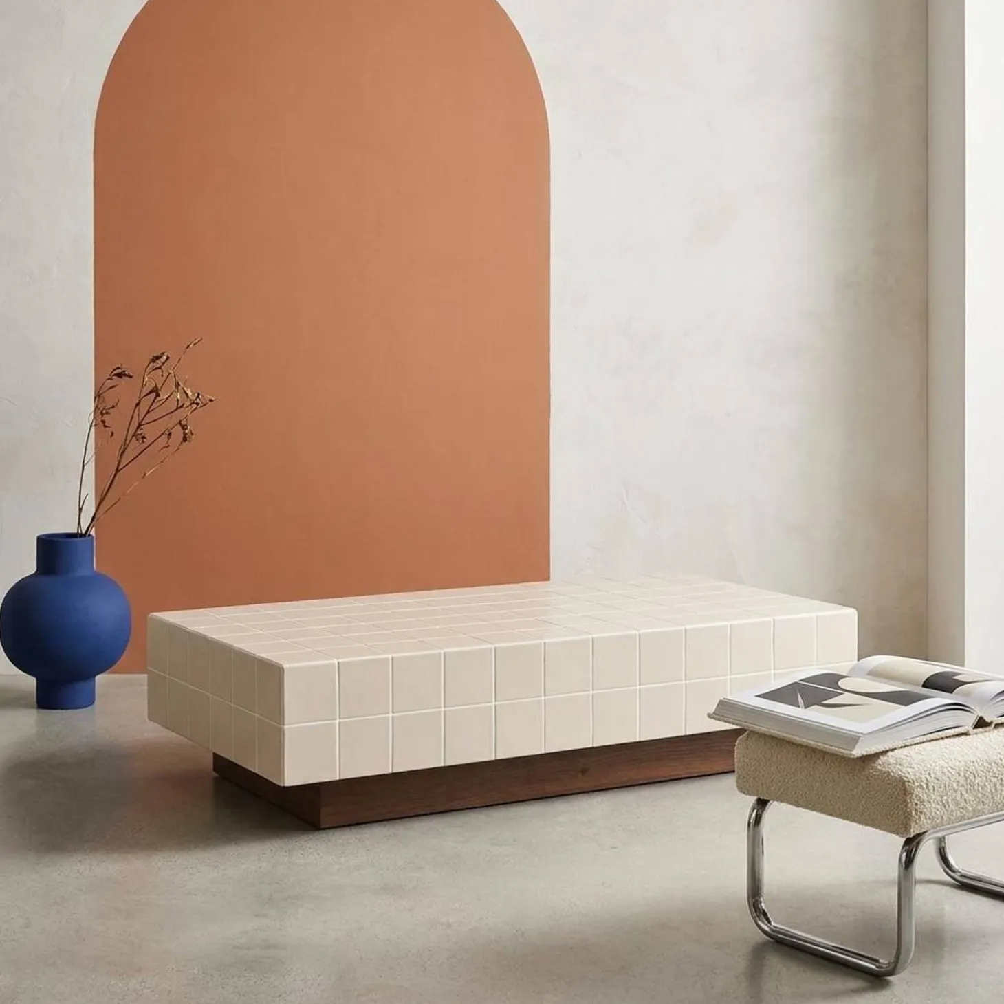 Coffee table with cement tile effect