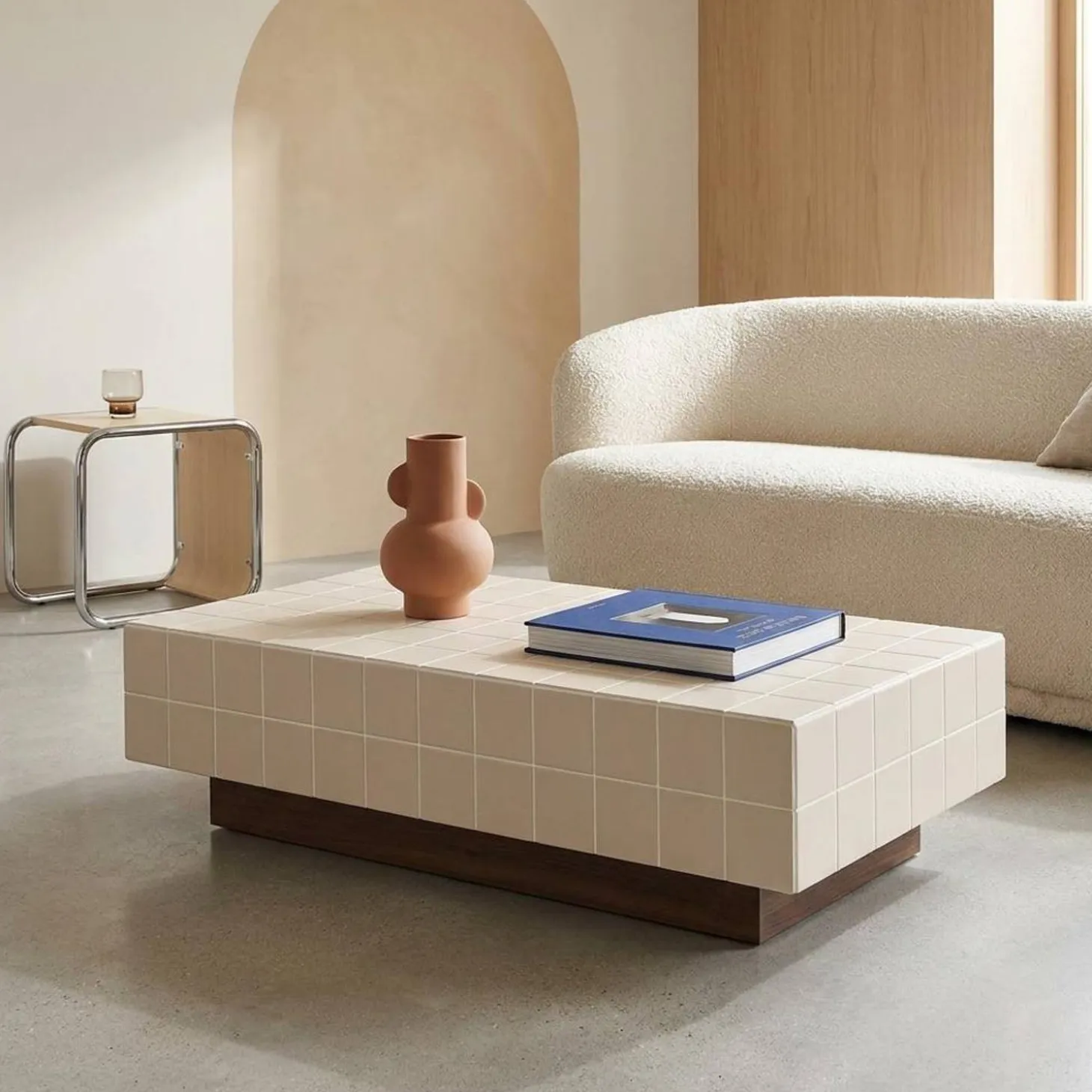 Coffee table with cement tile effect