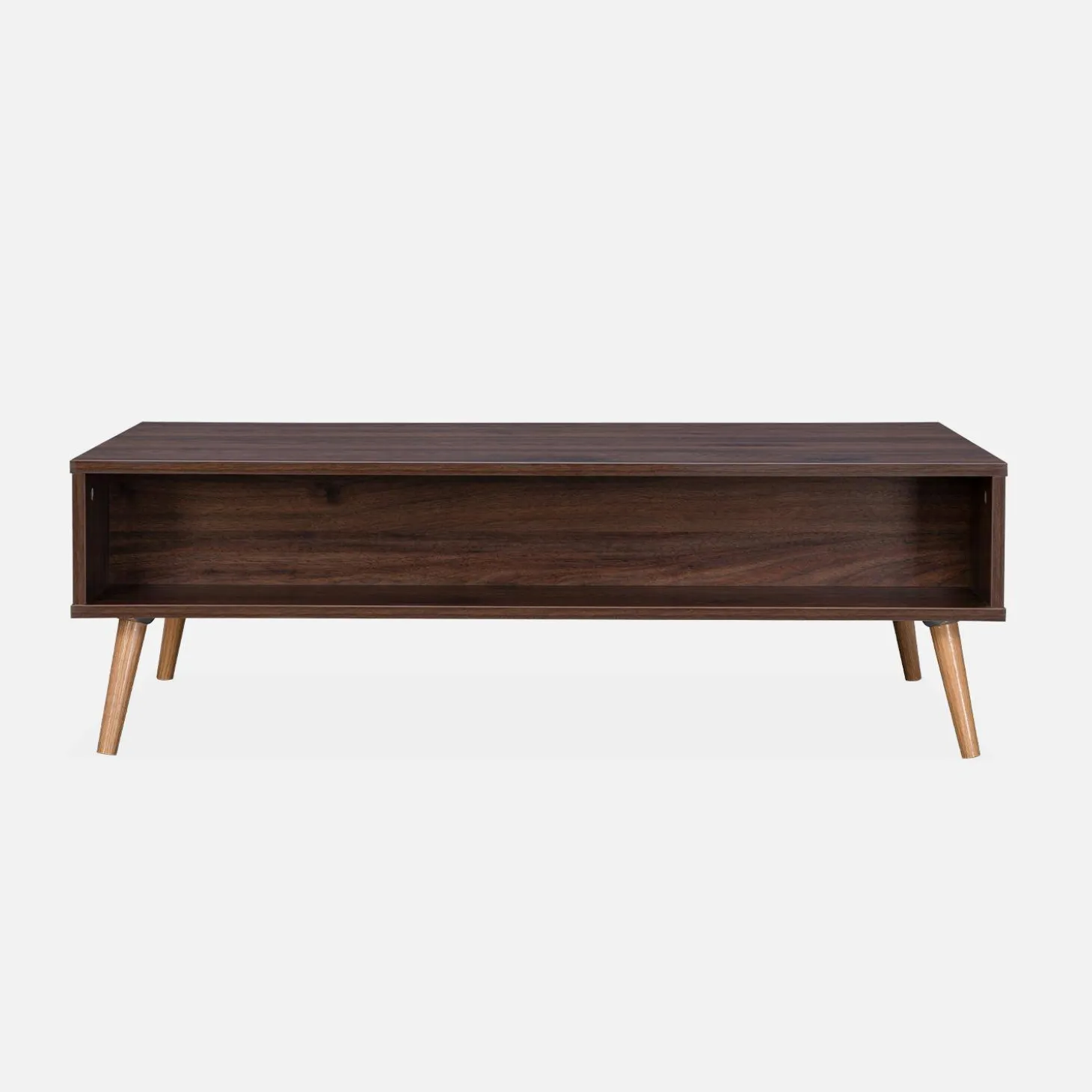 Coffee table with wood and cane effect