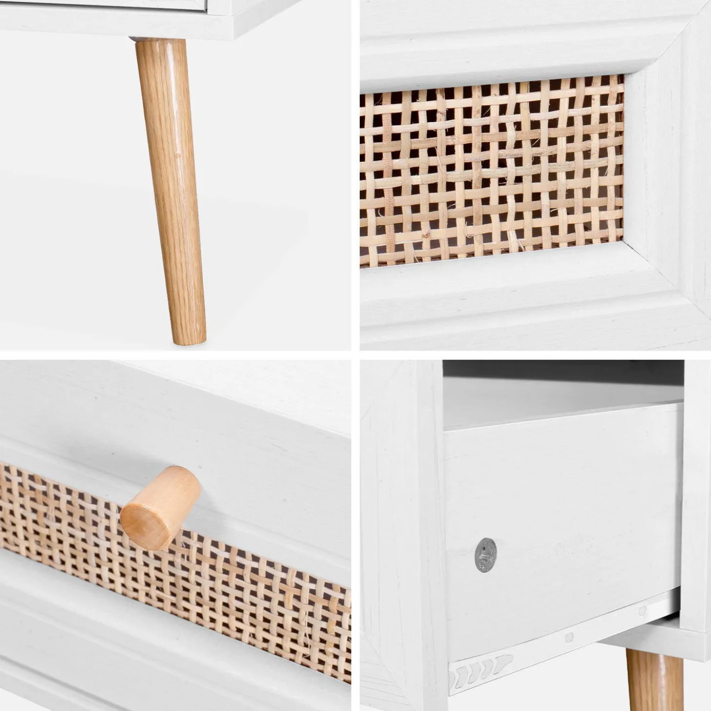 Coffee table with wood and cane effect