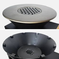 Cooking brazier Ø80cm with cooking grill, storage space, lid and utensils