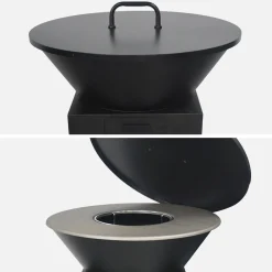 Cooking brazier Ø81.5cm with cooking grate, storage space, and lid
