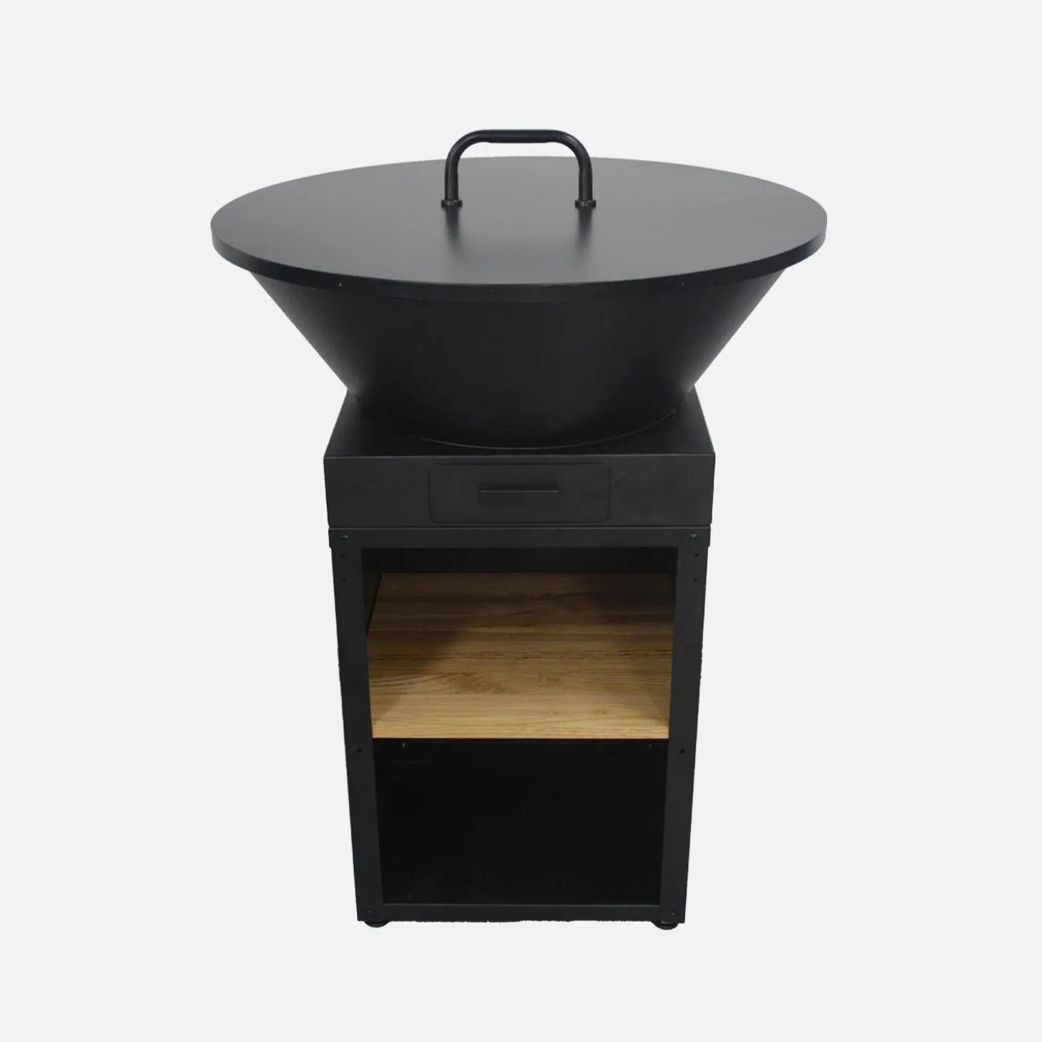 Cooking brazier Ø81.5cm with cooking grate, storage space, and lid