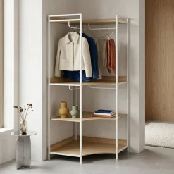 Corner wardrobe module with 4 wardrobes and 2 shelves