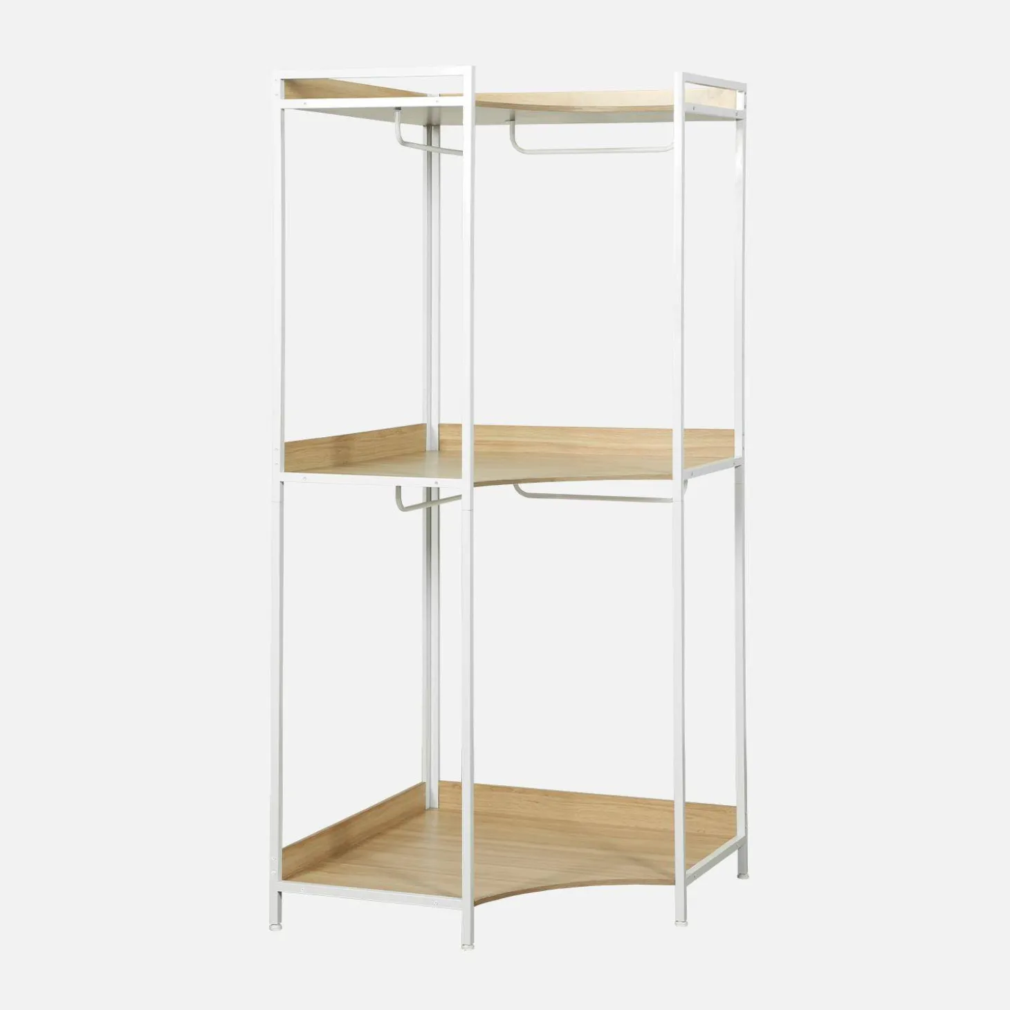 Corner wardrobe module with 4 wardrobes and 2 shelves