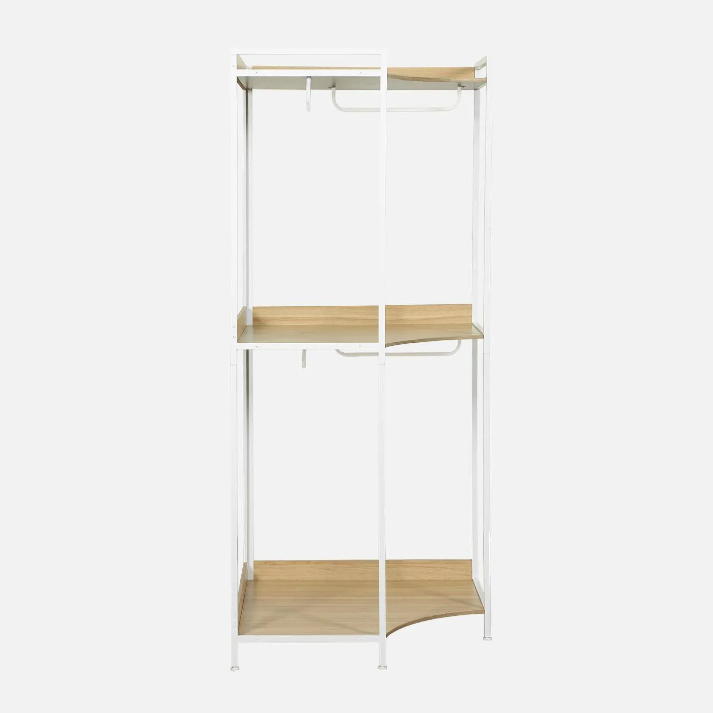 Corner wardrobe module with 4 wardrobes and 2 shelves