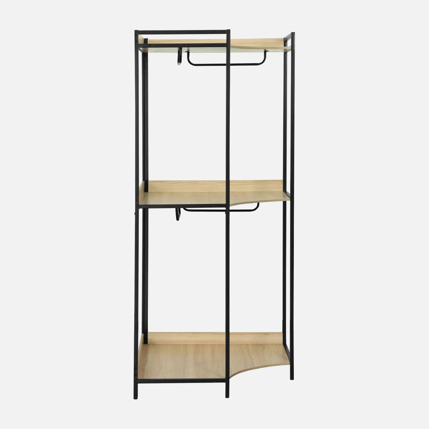 Corner wardrobe module with 4 wardrobes and 2 shelves