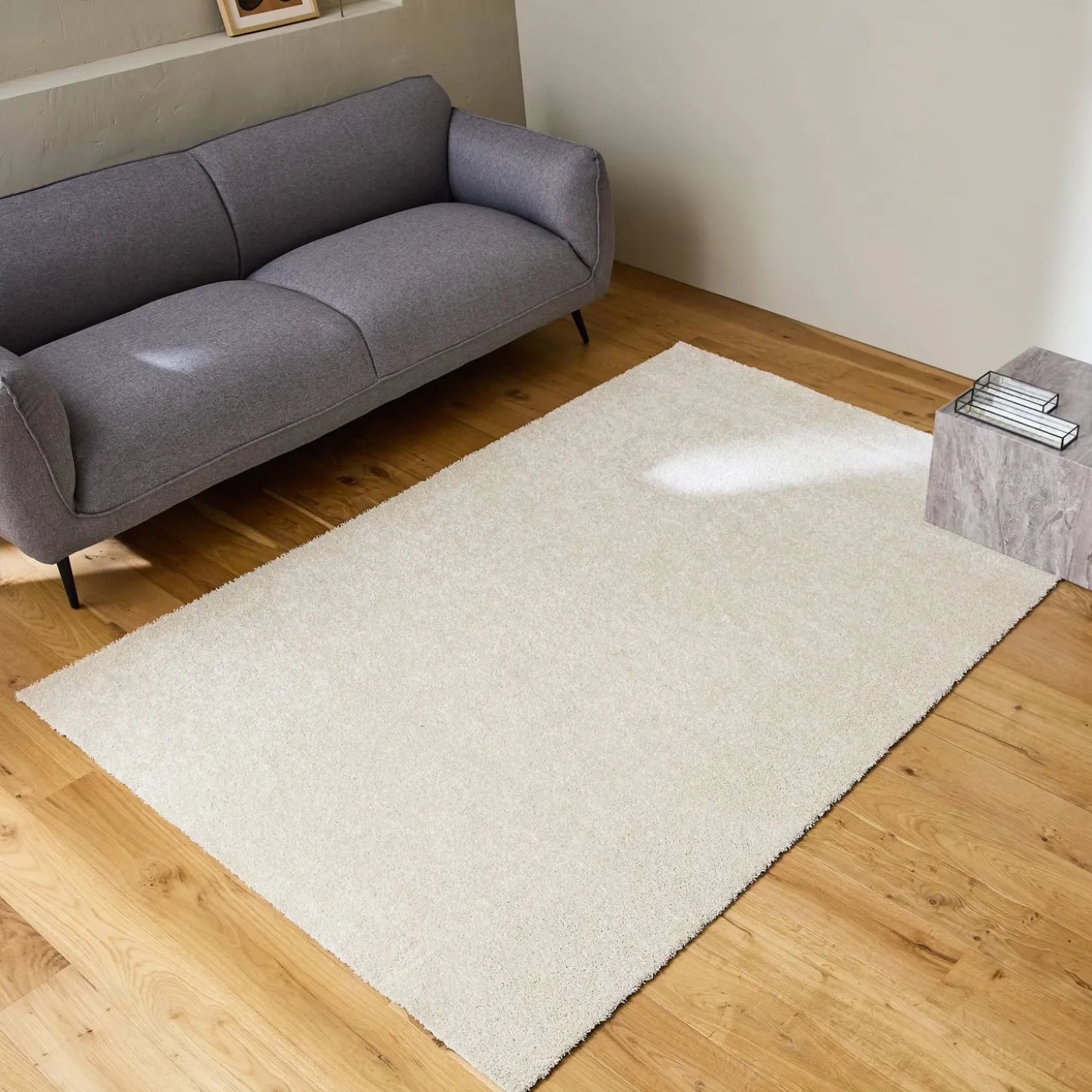 Cream boucle washable interior rug
