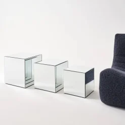 Cubic mirror coffee table, side table, bedside table, 40 cm cubic mirror