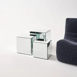 Cubic mirror coffee table, side table, bedside table, 35 cm cubic mirror