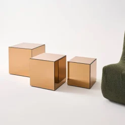 Cubic mirror coffee table, side table, bedside table, 40 cm cubic mirror