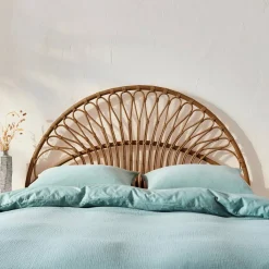 Dark rattan headboard