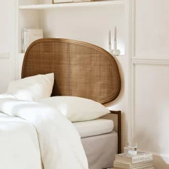 Dark rattan headboard