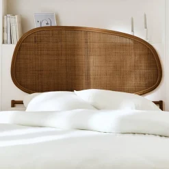Dark rattan headboard