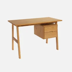 Desk with 2 drawers hevea wood and oak veneer