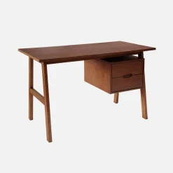 Desk with 2 drawers hevea wood and oak veneer
