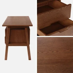 Desk with 2 drawers hevea wood and oak veneer