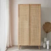 2-door cane and wood-effect wardrobe