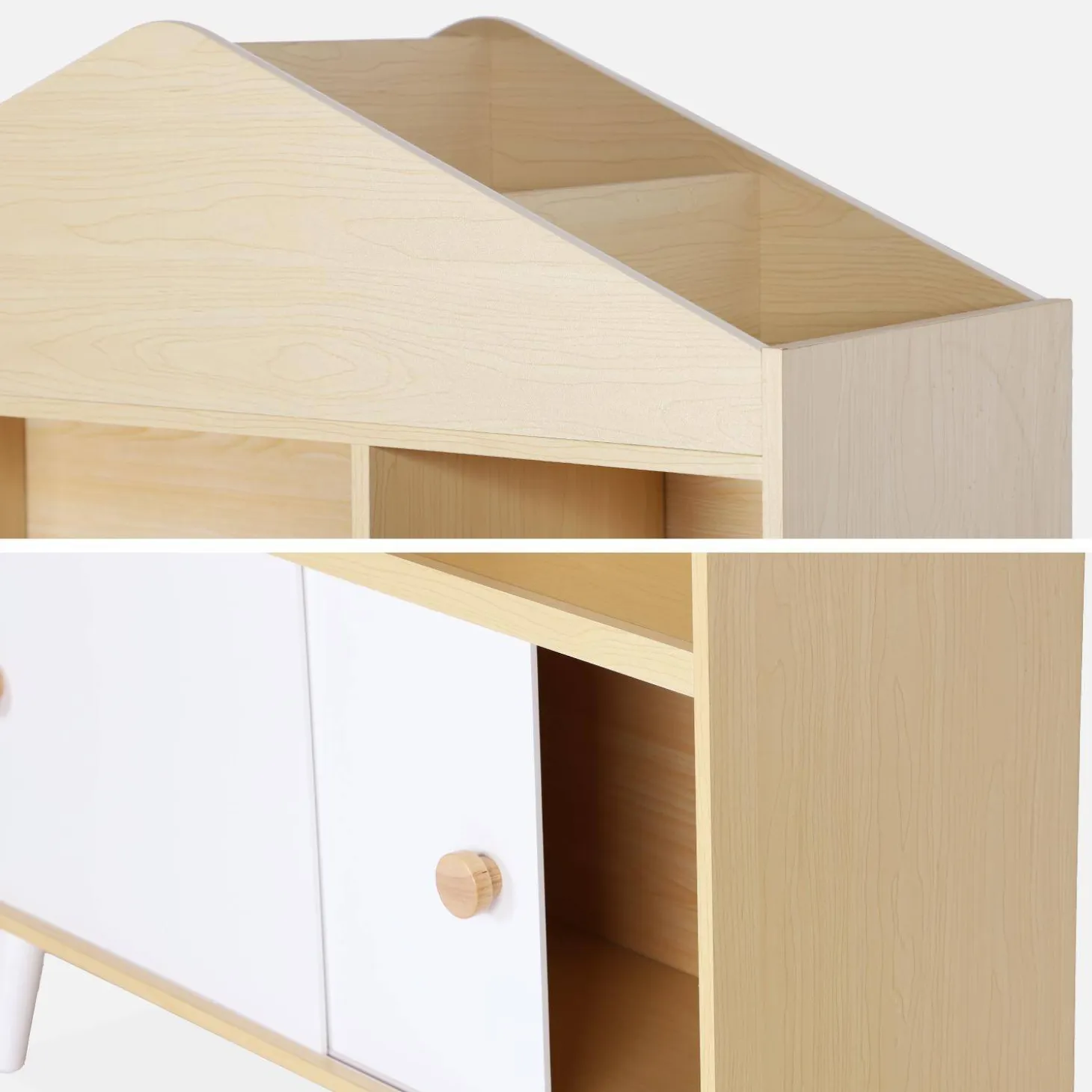 2-door children's bookcase, shelves